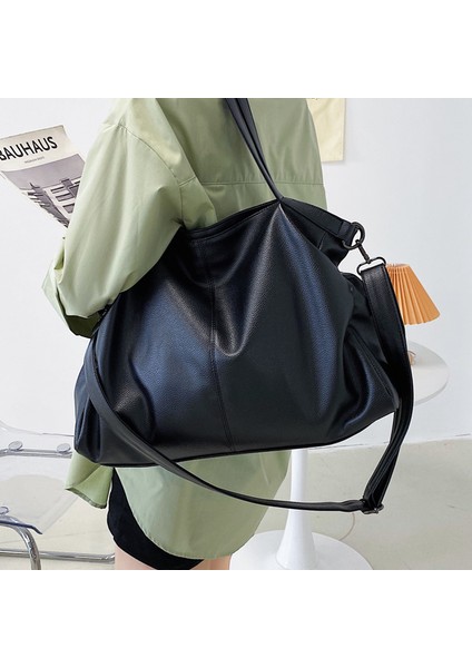 Limon Sarısı Büyük Siyah Bez Çantalar Kadınlar Için Büyük Hobo Alışveriş Çantası Ferah Çanta Kaliteli Yumuşak Deri Crossbody Çanta Bayanlar Seyahat Omuz Çantası (Yurt Dışından)