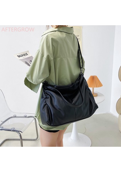 Limon Sarısı Büyük Siyah Bez Çantalar Kadınlar Için Büyük Hobo Alışveriş Çantası Ferah Çanta Kaliteli Yumuşak Deri Crossbody Çanta Bayanlar Seyahat Omuz Çantası (Yurt Dışından)