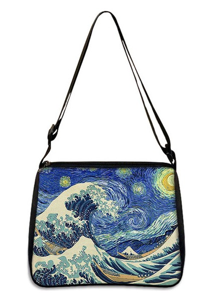 YXBSJMHS22 Van Gogh Yıldızlı Gece Omuz Ayçiçeği Yağlıboya Tuval Tote Çanta Retro Mona Lisa Sanat Moda Çanta Kadın Boş Debriyaj (Yurt Dışından)