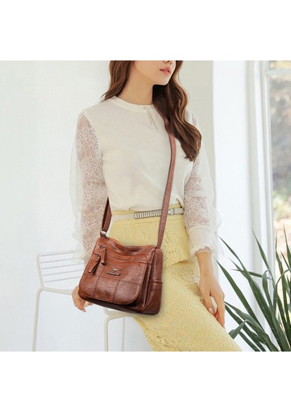 Sarı 2022 Trend Lüks Tasarımcı Crossbody Çanta Yumuşak Pu Deri Messenger Çanta Bayanlar Için Mini Retro Kadın Çanta Çanta Kadın Sac (Yurt Dışından)