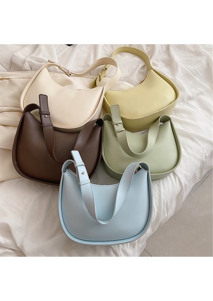 Gök Mavisi Çanta Moda Gök Mavisi Kadın Çanta Pu Deri Yuvarlak Omuz Çantaları Kadınlar Için 2022 Yaz Açık Renk Bayan Crossbody Çanta Basit Kese (Yurt Dışından) indirimleri