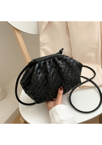 Siyah Lüks Bayanlar Örgü Çanta Yumuşak Deri Kadınlar Için Crossbody Omuz Çantaları 2023 Moda Kadın Marka Çanta ve Çanta Bayan Hobo Çanta (Yurt Dışından)