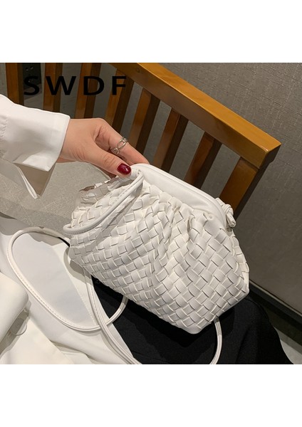 Siyah Lüks Bayanlar Örgü Çanta Yumuşak Deri Kadınlar Için Crossbody Omuz Çantaları 2023 Moda Kadın Marka Çanta ve Çanta Bayan Hobo Çanta (Yurt Dışından)