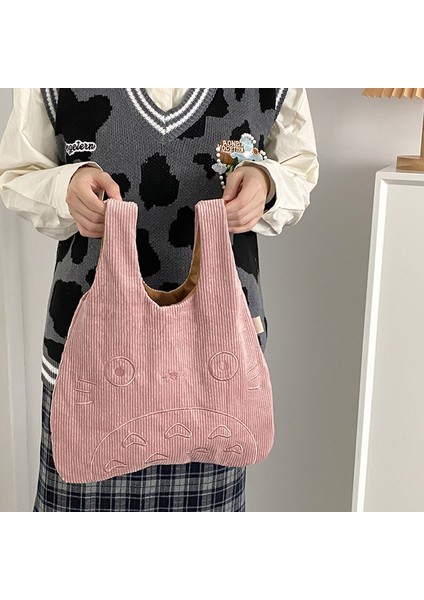 Kadınlar Için Pembe Kanvas Alışveriş Çantası 2022 Kadife Büyük Bayanlar Pamuklu Bez Çanta Karikatür Baskı Kadın Alışveriş Yapanların Moda Kumaş Çanta (Yurt Dışından)