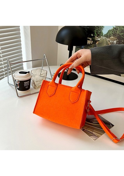 Turuncu Kadınlar Taşınabilir Omuz Mesaj Çantası Saf Keçe Mini Çanta Tote Çanta Kadın Crossbody Çanta Lüks Tasarım Çanta Shopper Tote Çanta (Yurt Dışından) fırsatları