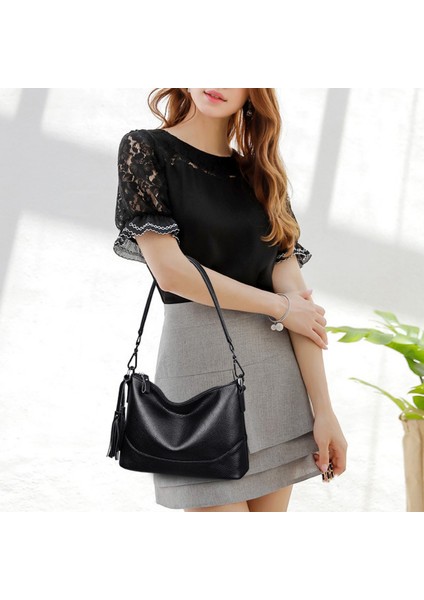 Mor Moda Tasarımcısı Çanta Kadınlar Için Yeni Kore Rahat Crossbody Yumuşak Deri Püskül Kovalar Vintage Tote Omuz Messenger Çanta (Yurt Dışından) indirimleri