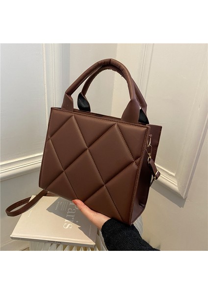 Yeşil 2022 Yeni Bahar Moda Bayan Çanta Marka Tasarımcısı Üst Kolu Çanta Kadın Omuz Çantaları Trendy Ekose Pu Deri Crossbody Çanta (Yurt Dışından)