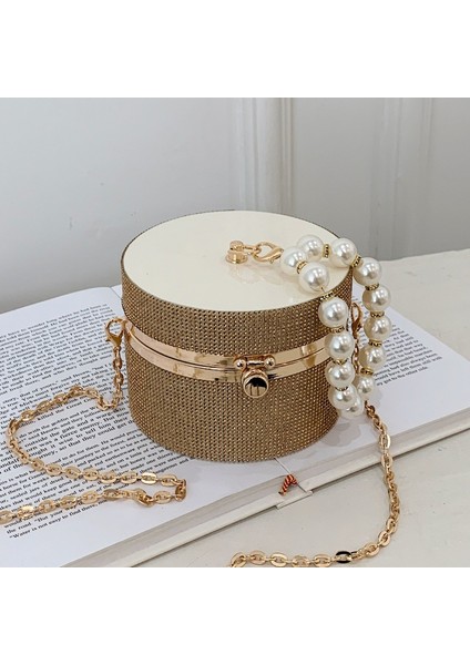 Siyah Elmas Akrilik Yuvarlak Parti Debriyaj Akşam Çanta Kadınlar Için Inci Kolları Kadın Çantalar ve Çantalar Küçük Omuz Crossbody Çanta (Yurt Dışından) modelleri