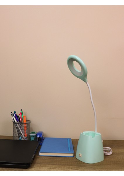 Ders Çalışma Okuma LED Masa Lambası Yeşil Rengi Desk Lamp