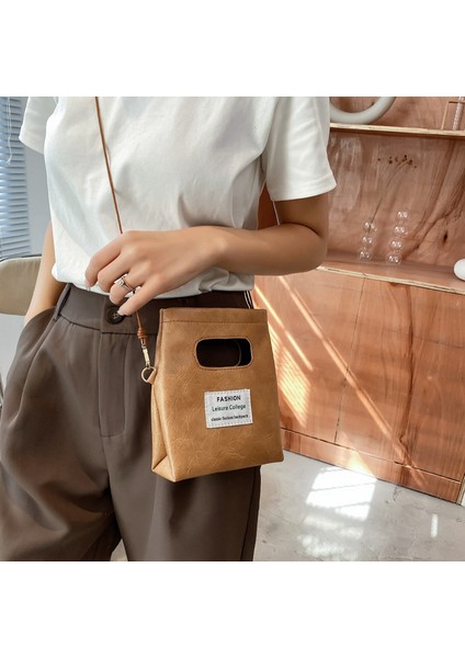 Brown Trendy Paper Bag Style Purses And Handbags For Women Clutch Bag Novetly Shoulder Bag Small Designer Bag Kraft Paper Totes (Yurt Dışından) fiyatları