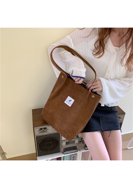 Siyah Kadın Kadife Omuz Çantası Yeniden Alışveriş Çantaları Rahat Tote 2022 Yeni Yumuşak Kadın Çanta Sıcak Satış Tuval Büyük Boy Cep (Yurt Dışından) modelleri