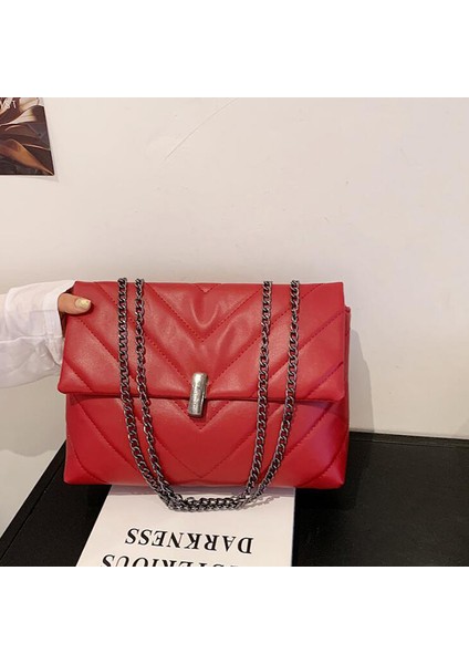 Haki Sıcak Satış Moda Omuzdan Askili Çanta Zincir Askı Kadınlar Için Crossbody Çanta Büyük Kapasiteli Tasarım Çanta Katı Kadın Postacı Çantası (Yurt Dışından) modelleri