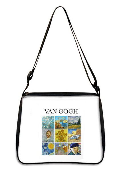 YXBSJMHS20 Van Gogh Yıldızlı Gece Omuz Ayçiçeği Yağlıboya Tuval Tote Çanta Retro Mona Lisa Sanat Moda Çanta Kadın Boş Debriyaj (Yurt Dışından)