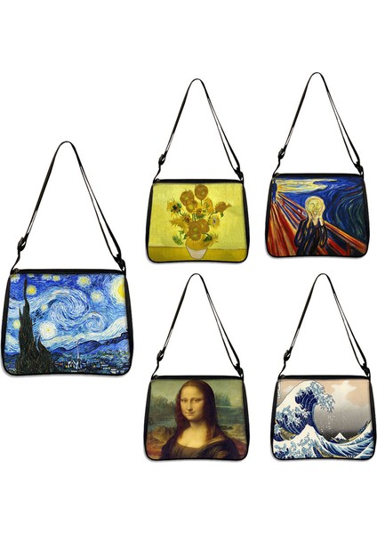 YXBSJMHS20 Van Gogh Yıldızlı Gece Omuz Ayçiçeği Yağlıboya Tuval Tote Çanta Retro Mona Lisa Sanat Moda Çanta Kadın Boş Debriyaj (Yurt Dışından) fırsatları