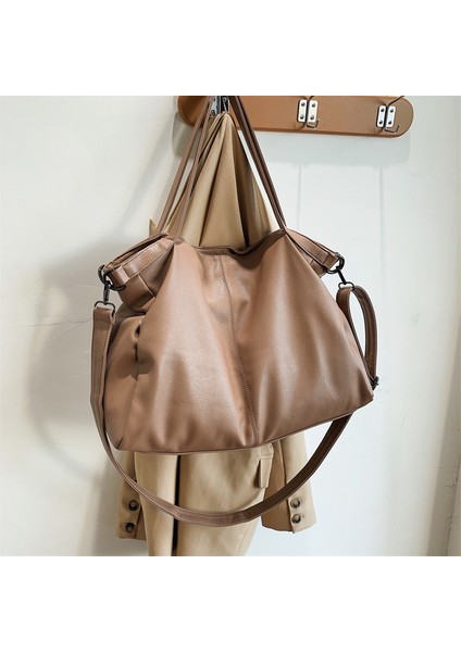 Kadınlar Için Haki Büyük Siyah Bez Çantalar Büyük Hobo Alışveriş Çantası Ferah Çanta Kaliteli Yumuşak Deri Crossbody Çanta Bayanlar Seyahat Omuz Çantası (Yurt Dışından)