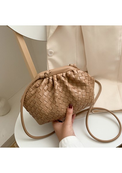 Haki Lüks Bayanlar Örgü Çanta Yumuşak Deri Kadınlar Için Crossbody Omuz Çantaları 2023 Moda Kadın Marka Çanta ve Çanta Bayan Hobo Çanta (Yurt Dışından)