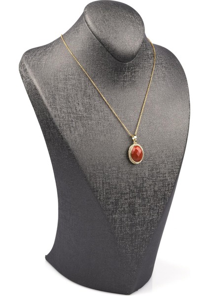 Red Jasper Doğal Taş Gold Renkli Kolye fiyatları