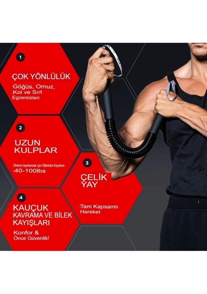 30 kg Göğüs Yayı Bükbük Yay El Kol Bilek Omuz Kas Geliştirici Egzersiz Aleti