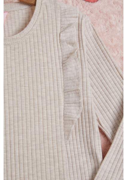 Krem Önü Fırfırlı Fitilli Uzun Kollu Badi 16280 modelleri