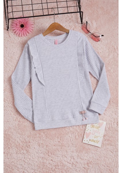 Gri Önü Fırfırlı Fitilli Uzun Kollu Badi 16279