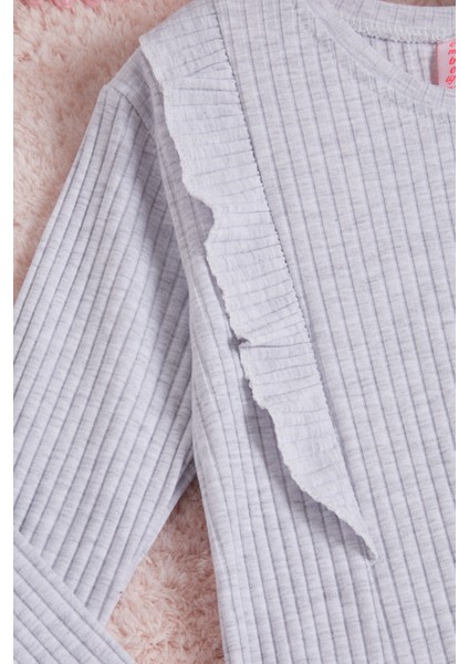 Gri Önü Fırfırlı Fitilli Uzun Kollu Badi 16279 fiyatları