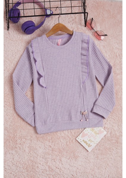 Lila Önü Fırfırlı Fitilli Uzun Kollu Badi 16277