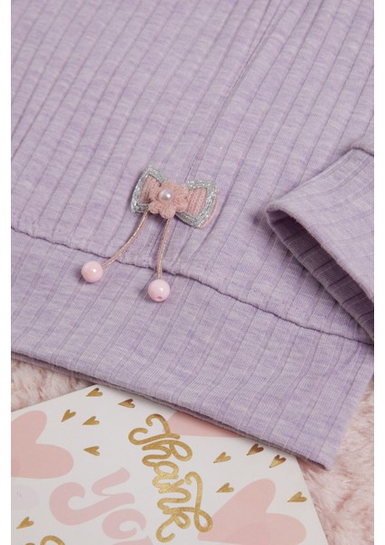 Lila Önü Fırfırlı Fitilli Uzun Kollu Badi 16277 fiyatları