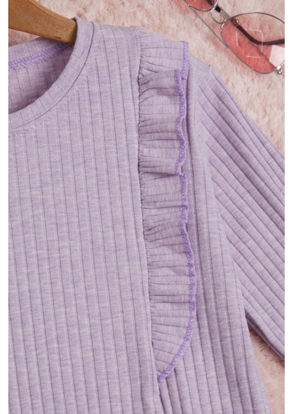 Lila Önü Fırfırlı Fitilli Uzun Kollu Badi 16277 fırsatları