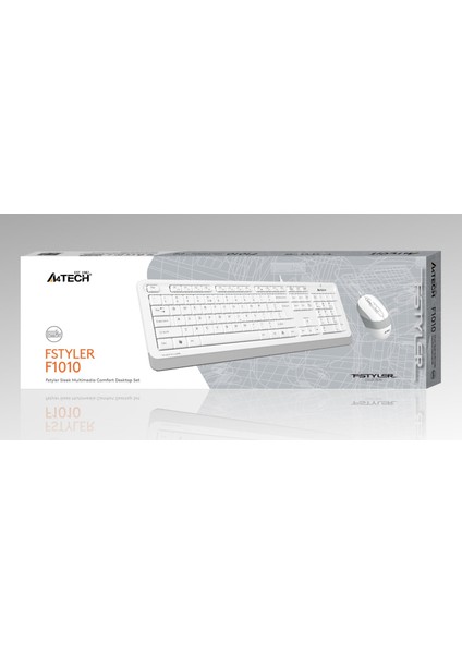 A4 Tech F1010 Q USB Beyaz Fn-Mm Klv+Optik Mouse Set