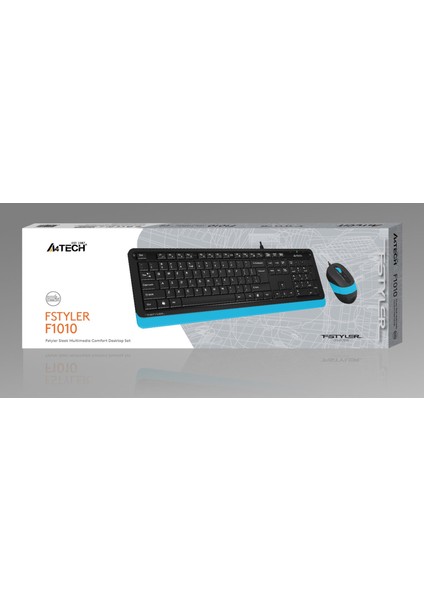 A4 Tech F1010 Q USB Mavi Fn-Mm Klv+Optik Mouse Set