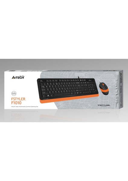 A4 Tech F1010 Q USB Turuncu Fn-Mm Klv+Optik Mouse Set