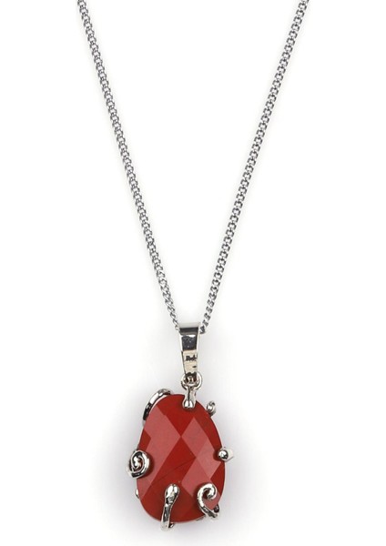 Red Jasper Doğal Taş Gümüş Renkli Kolye