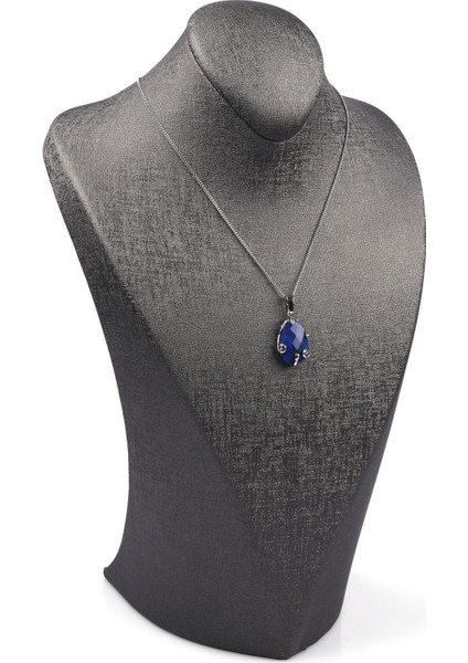 Lapis Lazuli Doğal Taş Gümüş Renkli Kolye fiyatları
