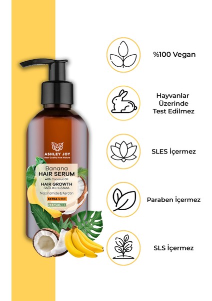 Yavaş Uzayan Saçlara Özel Niacinamide Ve Vegan Keratin Içeren Banana Saç Serumu 100 ml