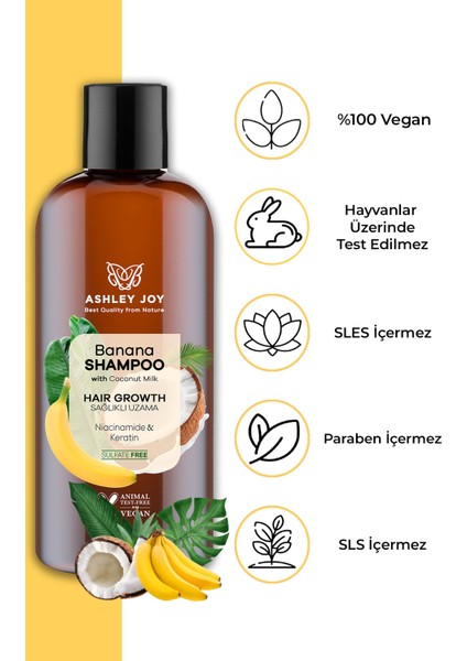 Yavaş Uzayan Saçlara Özel Niacinamide Ve Vegan Keratin Içeren Banana Şampuan 400 ml