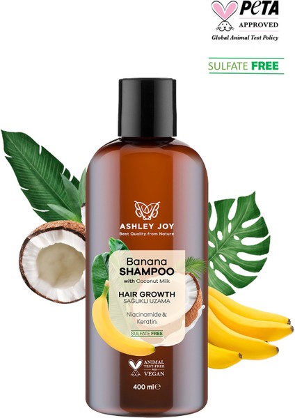 Yavaş Uzayan Saçlara Özel Niacinamide Ve Vegan Keratin Içeren Banana Şampuan 400 ml