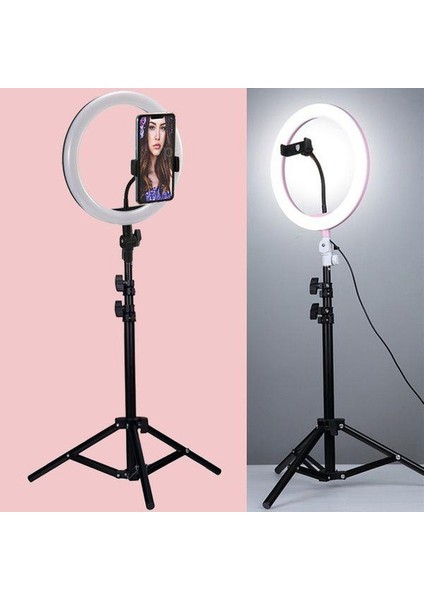 Rıng Fıll Lıght LED Selfie Halka Işık 24W 5500K Tripod ile iphone Akıllı Telefon Makyaj