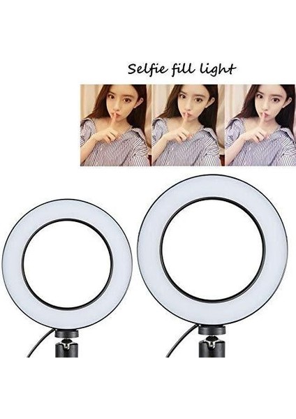 Rıng Fıll Lıght LED Selfie Halka Işık 24W 5500K Tripod ile iphone Akıllı Telefon Makyaj