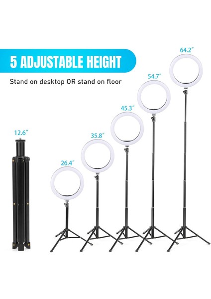 Rıng Fıll Lıght LED Selfie Halka Işık 24W 5500K Tripod ile iphone Akıllı Telefon Makyaj