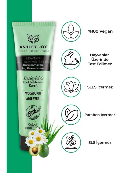 Kabaran&Kalın Telli Saçlara Avokado &Aloeveralı Elektriklenme Karşıtı Durulanmayan Bakım Kremi 150 ml