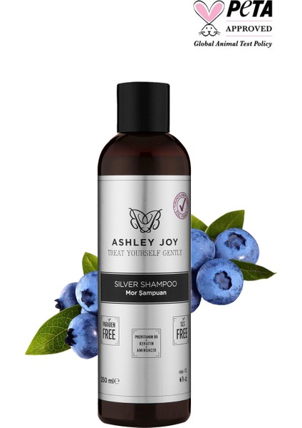 Ashley Joy Platin,Sarı Saçlara Özel Turunculaşma Karşıtı Keratin,Aminoasit İçeren Silver Mor Şampuan 250ml