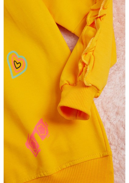 Sarı Çiçek Nakışlı Uzun Kol Kız Çocuk Sweatshirt 16303 fiyatları