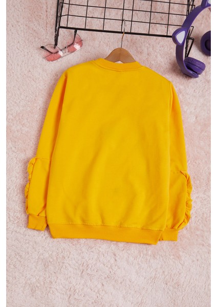 Sarı Çiçek Nakışlı Uzun Kol Kız Çocuk Sweatshirt 16303 fırsatları