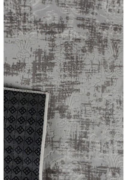 Kaymaz Tabanlı Kesme Kabartmalı Salon Koridor Mutfak Hali Gri Yolluk Ymr Gri fiyatları