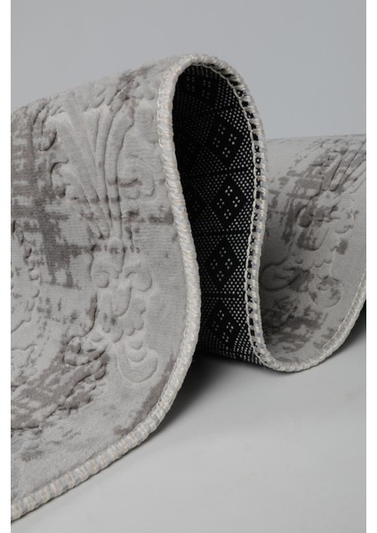 Kaymaz Tabanlı Kesme Kabartmalı Salon Koridor Mutfak Hali Gri Yolluk Ymr Gri modelleri