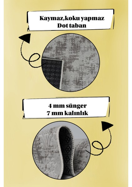 Kaymaz Tabanlı Kesme Kabartmalı Salon Koridor Mutfak Hali Gri Yolluk Ymr Gri fırsatları