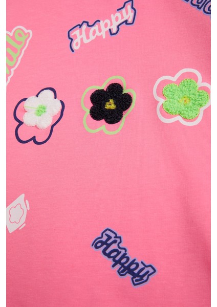 Pembe Çiçek Nakışlı Uzun Kol Kız Çocuk Sweatshirt 16305 fiyatları