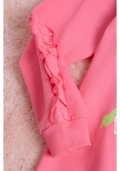 Pembe Çiçek Nakışlı Uzun Kol Kız Çocuk Sweatshirt 16305 modelleri