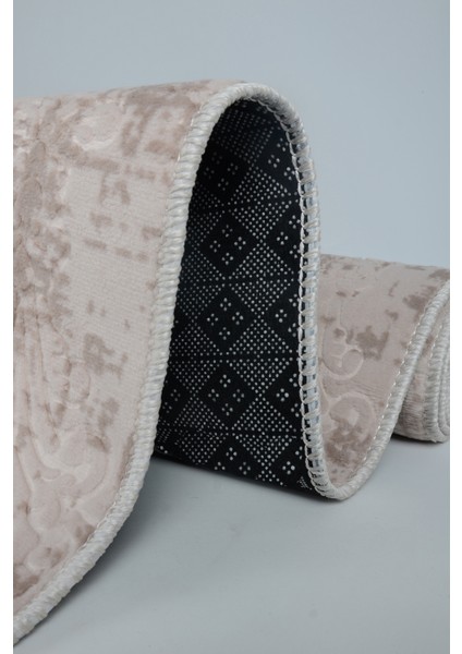 Kaymaz Tabanlı Kesme Kabartmalı Salon Koridor Mutfak Hali Bej Yolluk Ymr Bej modelleri