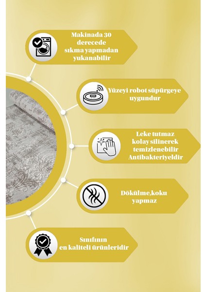 Kaymaz Tabanlı Kesme Kabartmalı Salon Koridor Mutfak Hali Bej Yolluk Ymr Bej indirimleri